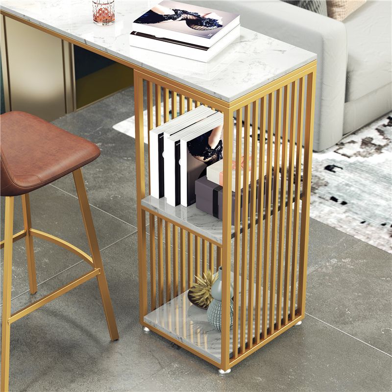 Glam Rectangle Bistro Set 1/3/4 Pieces Marble Pub Table with Solid Back Stools