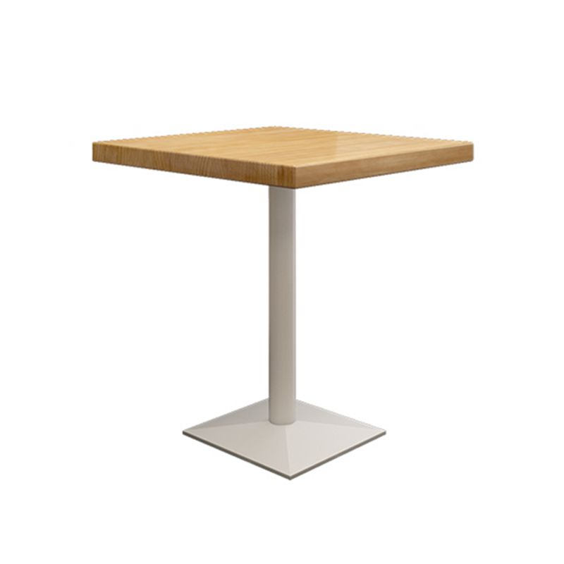 Metal Industrial Square Dining Table Pine Wood Top Table with Pedestal