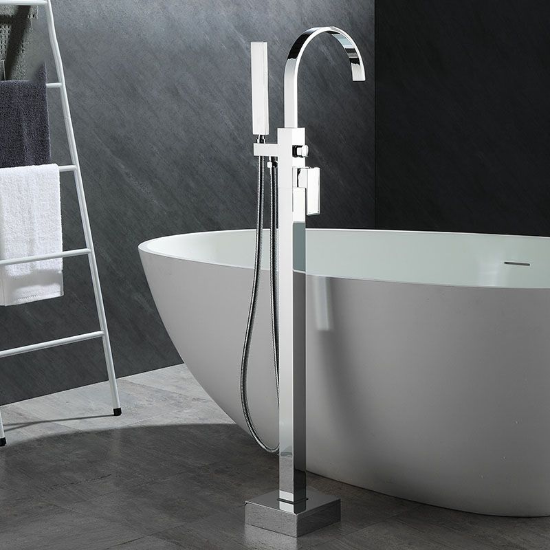 Modern Faucet Free Standing Rod Handle Tube Handheld Shower Head Bathtub Faucet