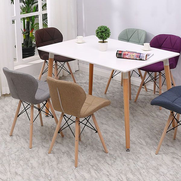 Sedia laterale di faggio contemporanea sedia opaca finitura da pranzo imbottita