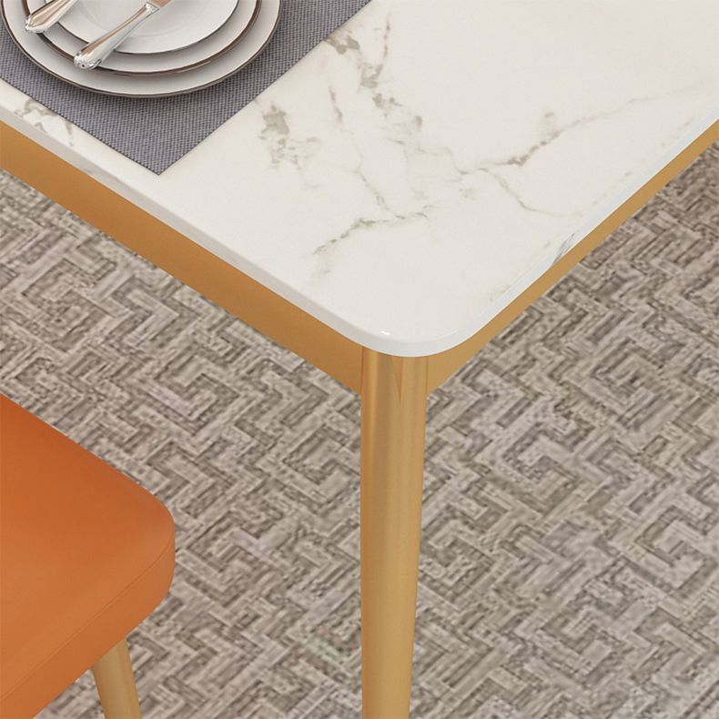 Traditional Luxury Dining Table Sintered Stone Dining Table with Metal Base