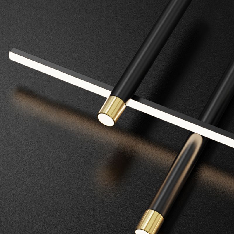 Contemporary Pendant Lights Geometric Metal Island Lighting in Black