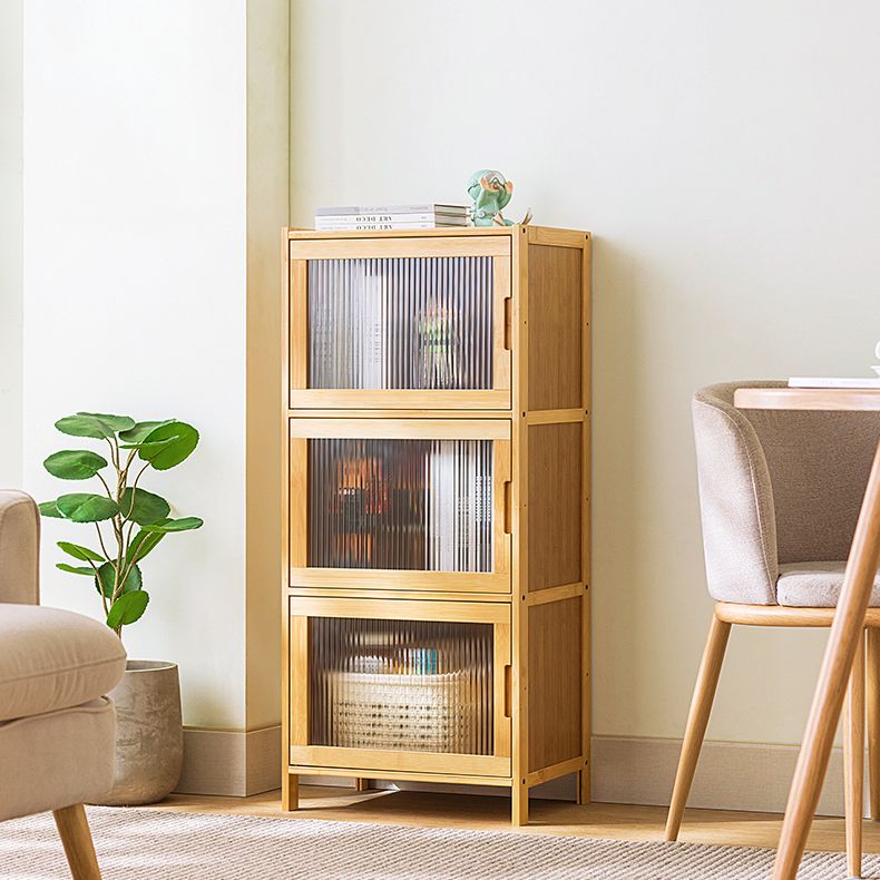 Contemporary Rectangle Storage Cabinet Natural Finish Accent Cabinet with Doors