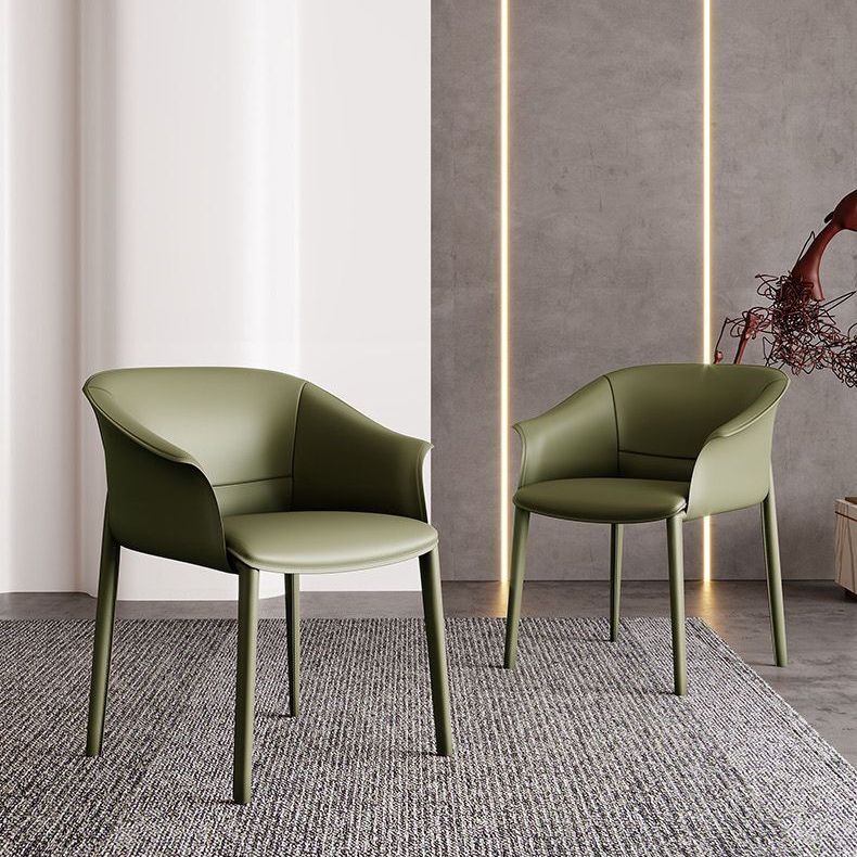 Contemporary Kitchen Dining Chair Metal Legs Upholstered Arm Chair