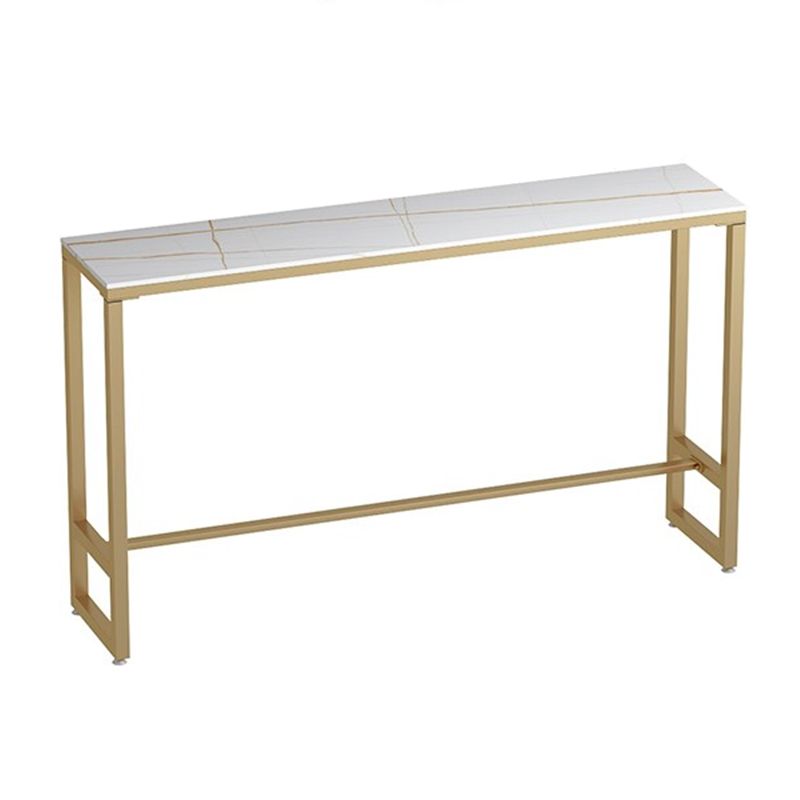 1/3 Pieces Glam Iron Bistro Set Rectangle White Stone Top Bar Table Set with Footrest