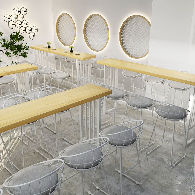 Industrial Style Bar Table Solid Wood Trestle Base Bar Dining Table