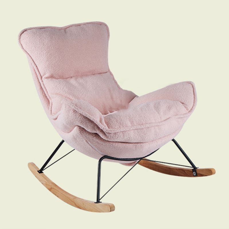 Contemporary Rocking Chair Fabric Upholstered Tufted Wing Chair Back Baby Rocking Chair