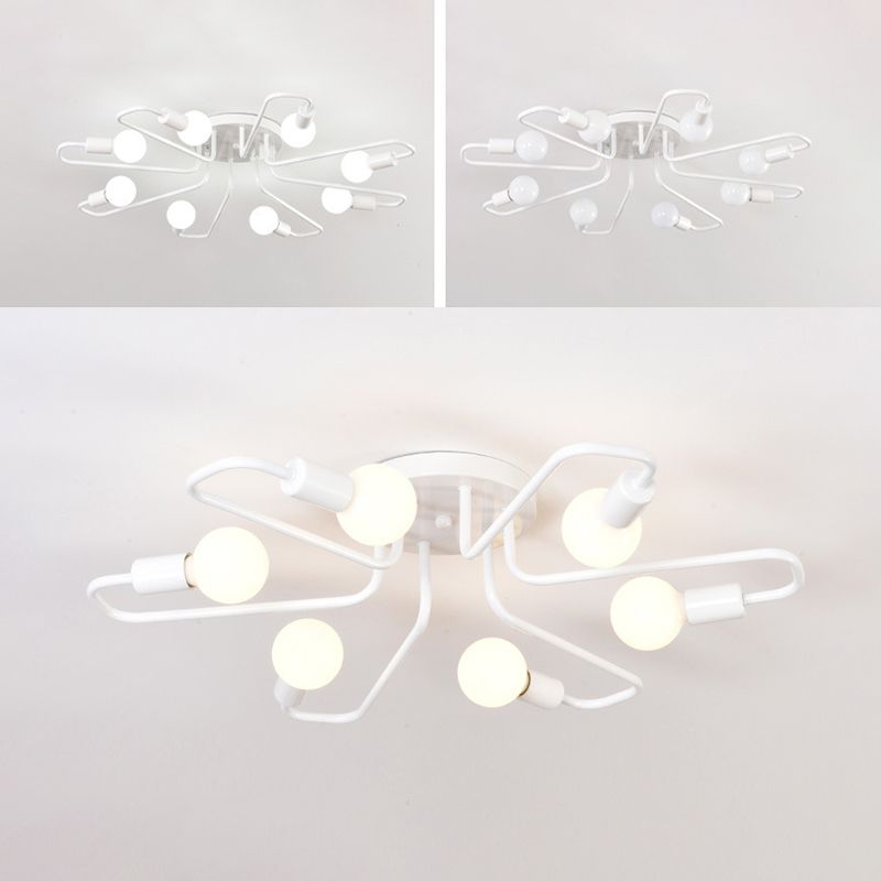 Sputnik Metal Semi Flush Mount in Industrial Retro Style Ceiling Fixture for Living Room