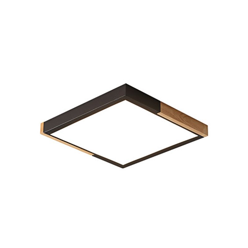 Gesplitst vierkant inbouwlicht Scandinavisch metaal Groen/wit/zwart-hout LED-plafondverlichting in wit/warm/3 kleuren licht, 16"/19,5" breed