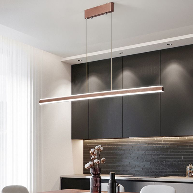 Modern Metal Island Lamps Linear 2-Head Restaurant Pendant Lights with Acrylic Shade