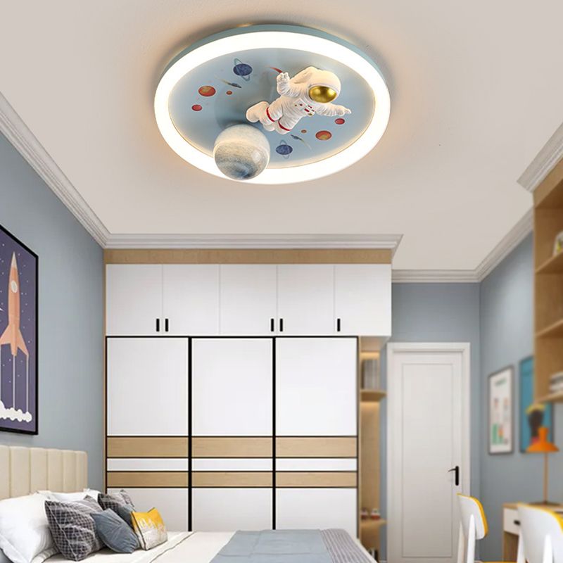 Single Blue Modernism Flush Mount Lighting Unique Ceiling Light for Bedroom