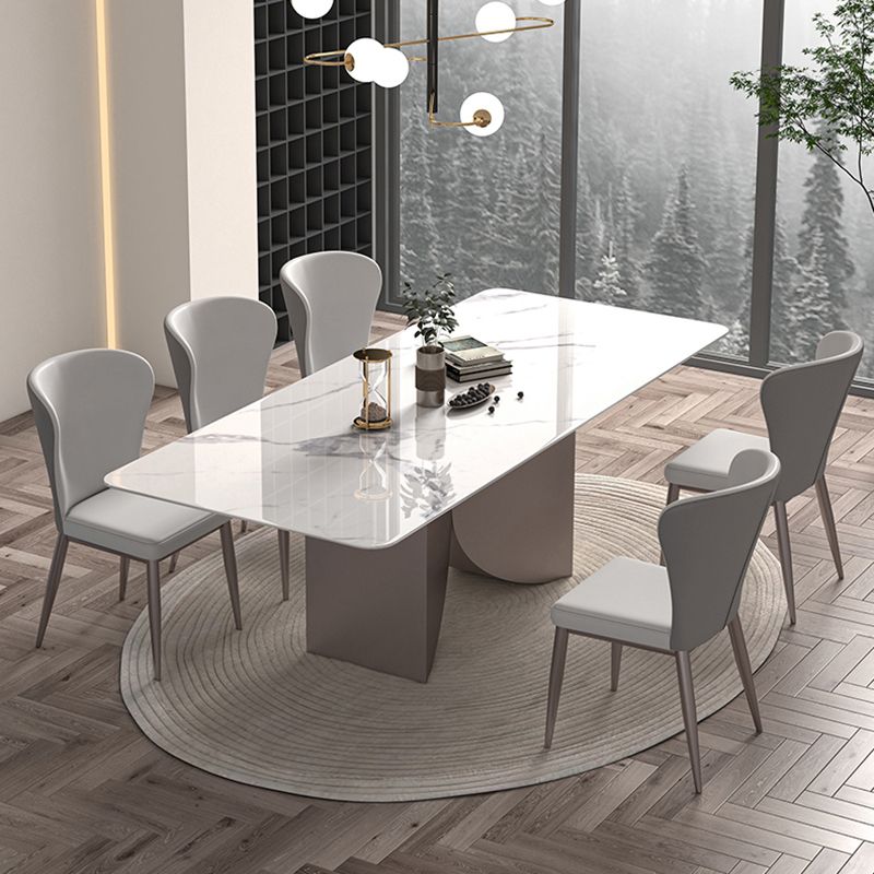 Nordic Glam Rectangle Sintered Stone Dining Table Set 1/2/4/6/7 Pieces Dining Set