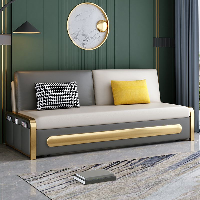 Gray Faux leather Sleeper Sofa 33.46" Wide Sofa Bed with Detachable Mattress