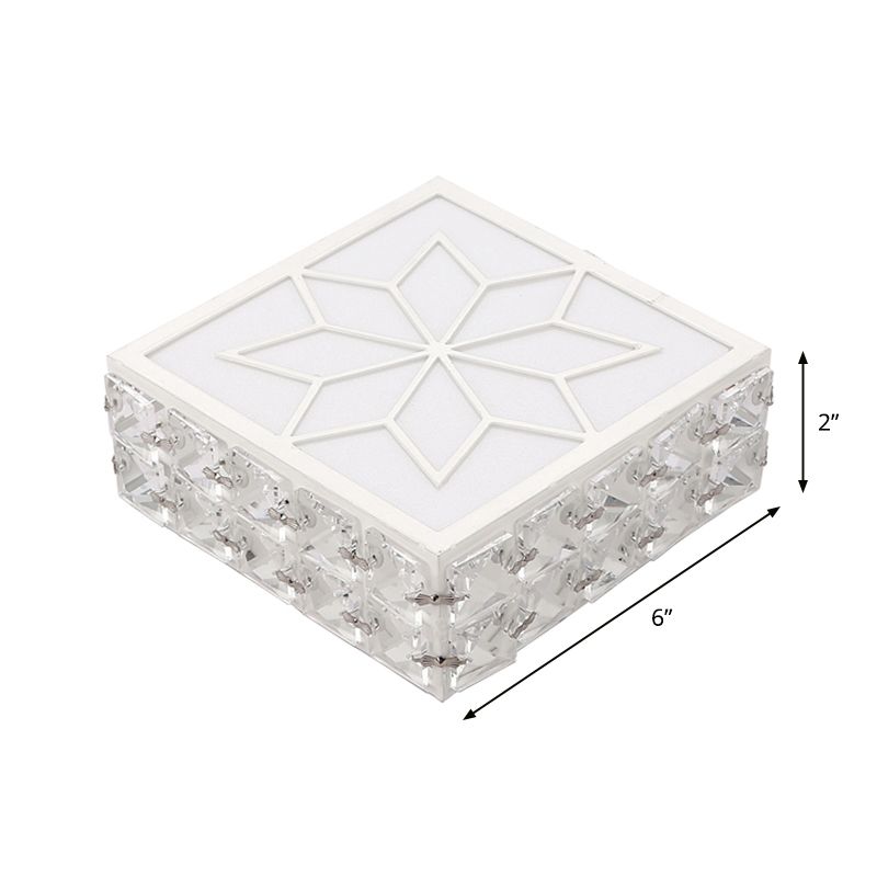 Gold Finish Square LED Ceiling Flush Light Modern Crystal Inserted Flush Mount Lighting for Aisle