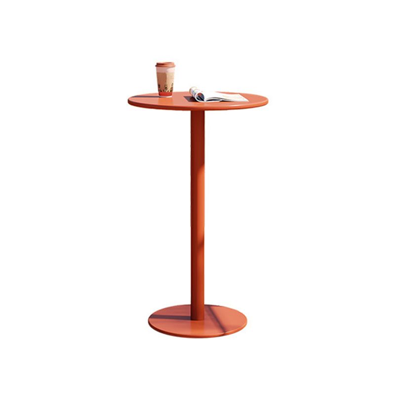 Pedestal Round Bar Dining Table Metal Fixed Pub Table for Outdoor