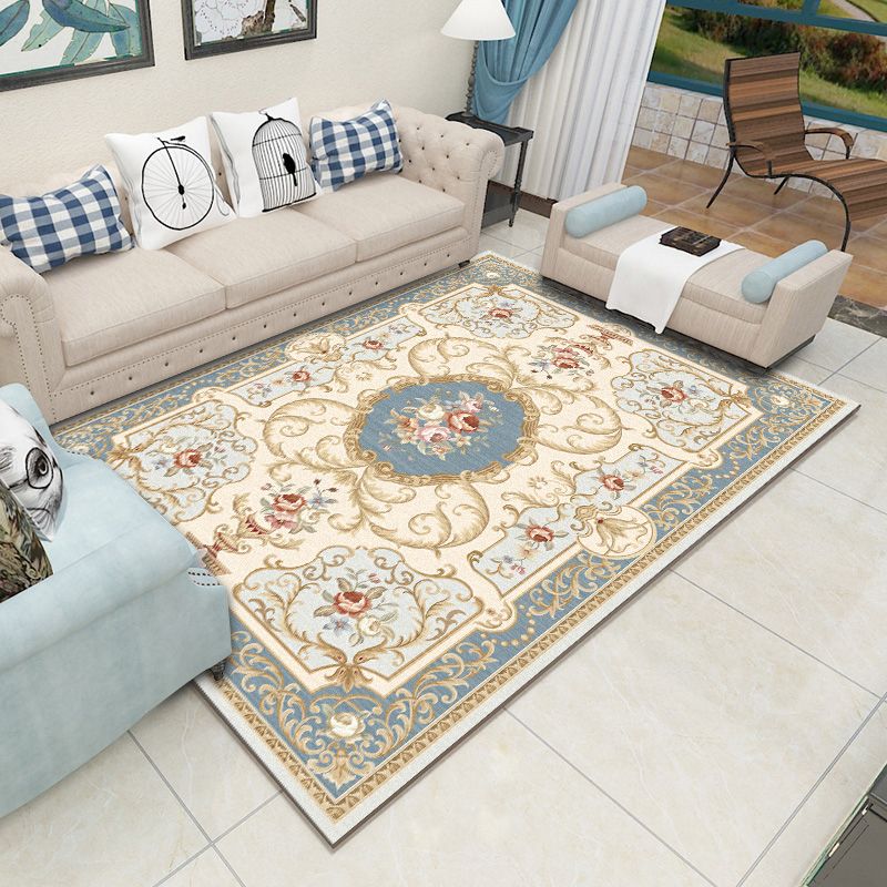 Europese woonkamer tapijt Medaillon Afdrukken Polyester Area Tapijt Anti-slip Easy Care Tapijt