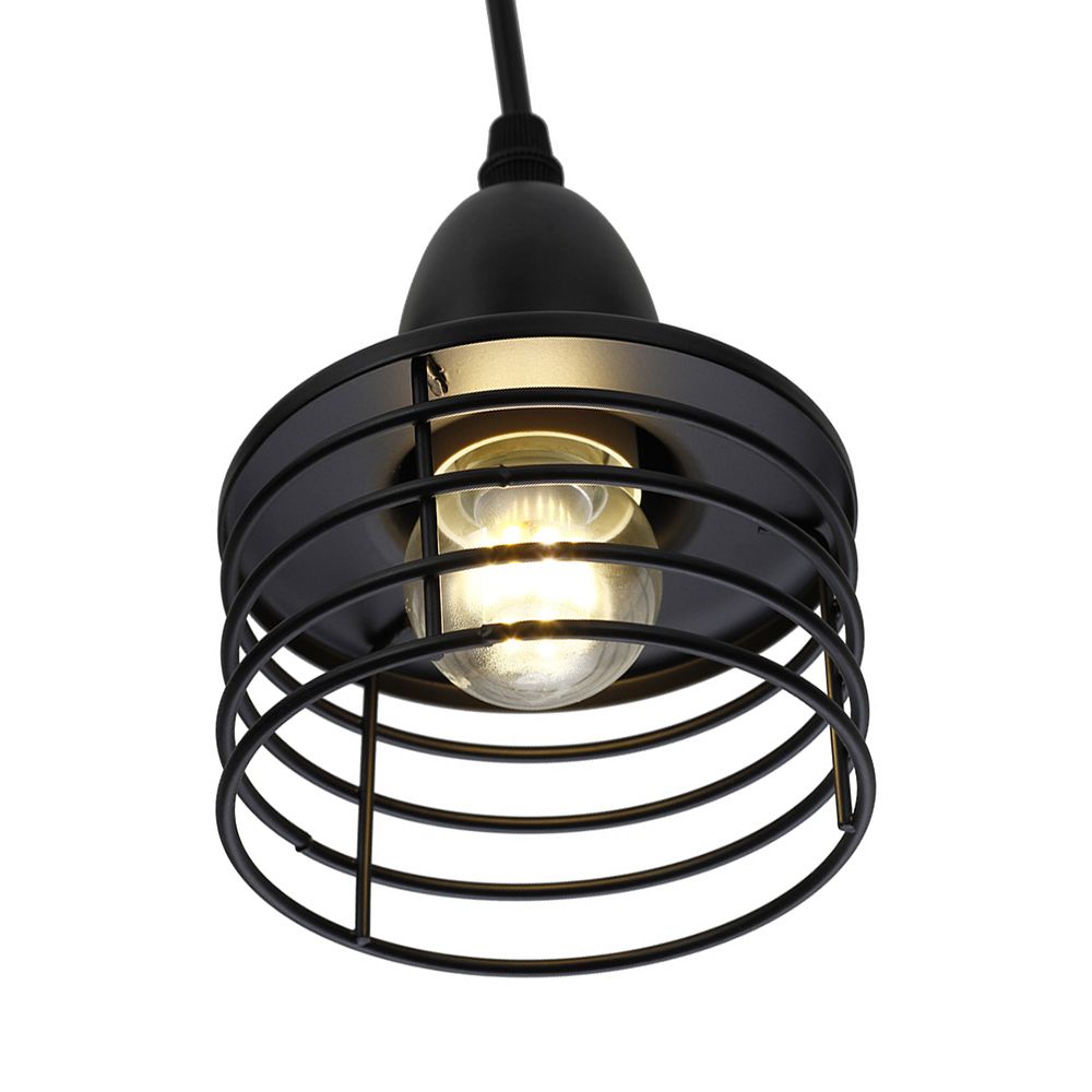 1 éclairage à tambour léger avec nuance à cage de fil industriel rétro noir / bronze plafond en métal pendentif pour la cuisine