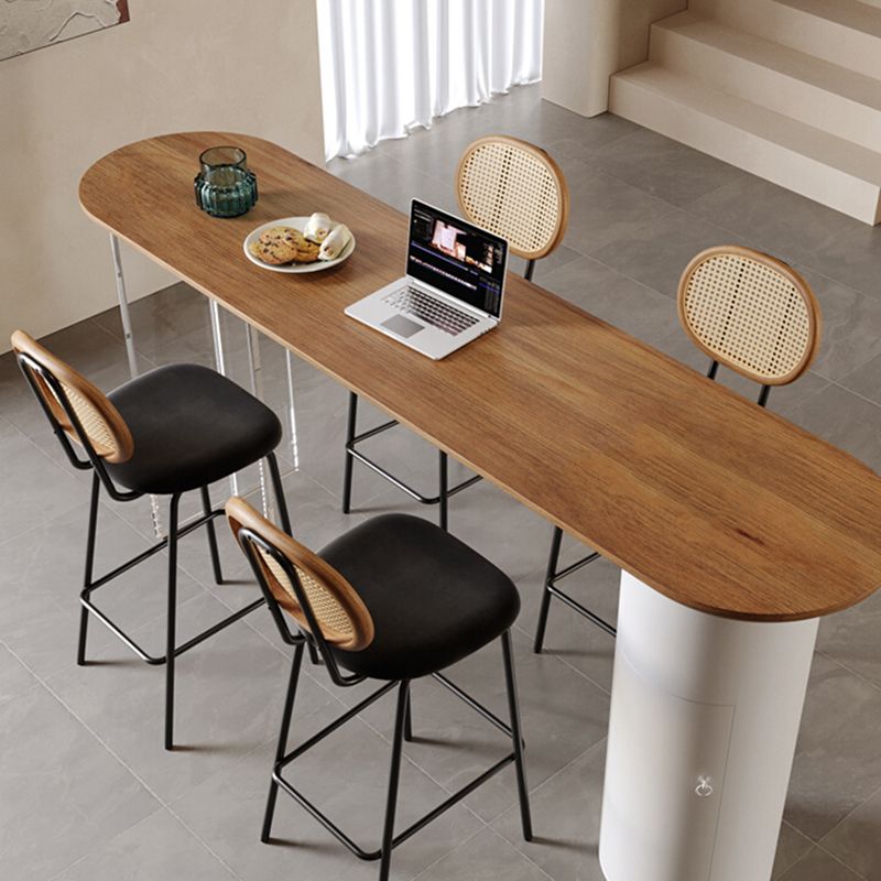 Modern Style Oval Bar Table 1/2/5 Pieces Wood Bar Table Set for Kitchen