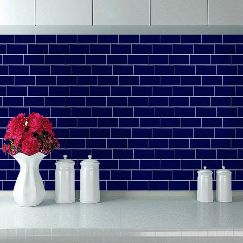 Dark Blue Brick Wallpaper Panels Self-Stick Farmhouse Washroom Wall Art, Removable