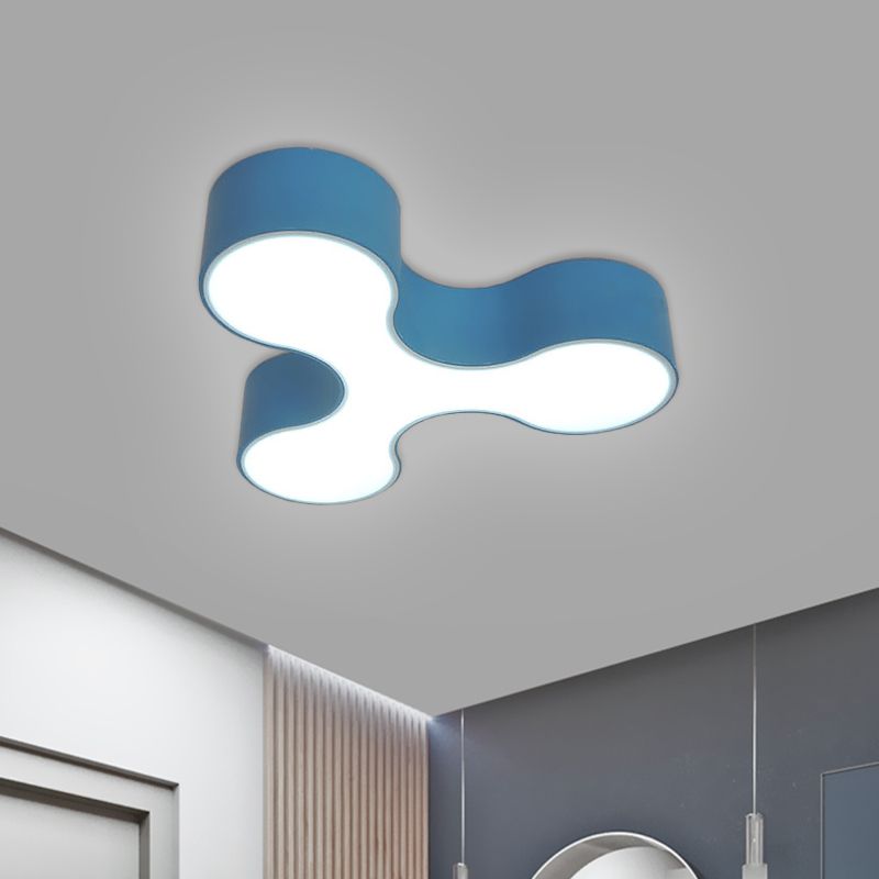 Nursery Room LED Flush Mount Lamp Macaroon White/Yellow/Blue Ceiling Light Fixture with Y-Shaped Acrylic Shade