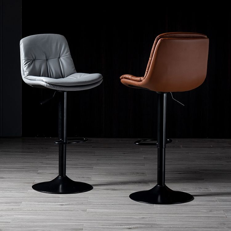 Iron Footrest Bar Stool Low Back Indoor Modern Adjustable Counter-height Stool