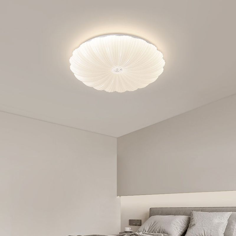 Iron and Acrylic LED Ceiling Flush in White Finish Round Flush Mount
