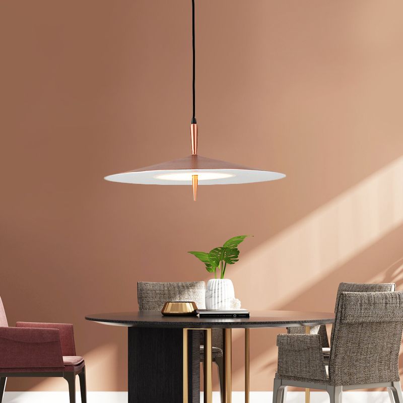 Colgante de suspensión delgada de oro rosa contemporáneo 1 luz acrílica acrílica luz de techo en luz blanca