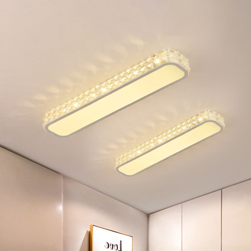 Cristal-Enflé Oblong Ceiling Flush Minimaliste Hallway 15 "/19" /23 " Long LED Flush Mounted Lamp in Black / White