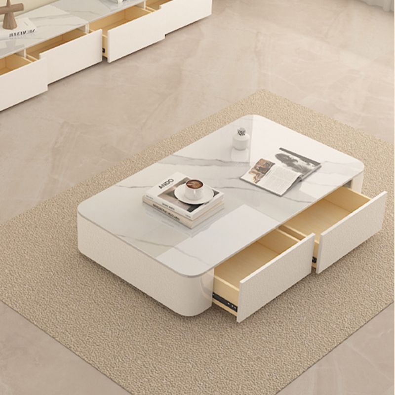Block Rectangular Coffee Table Modern Single Coffee Table with Drawers