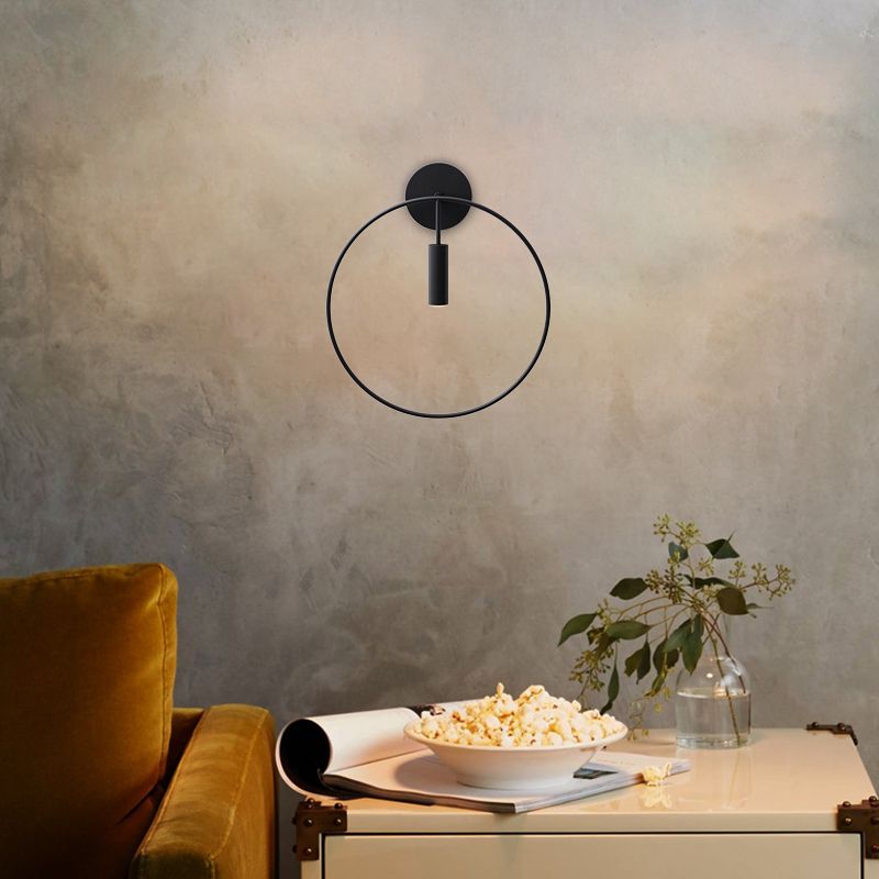 1 Light Wall Lamp Lighting Nordic Ring Metal Sconce Light Fixture in Black/Gold for Bedroom, 11"/14" Wide