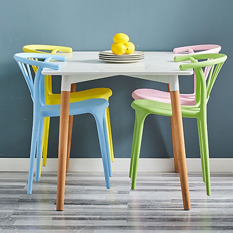 Contemporary Stackable Chairs Dining Kitchen Arm Chair with Plastic Legs