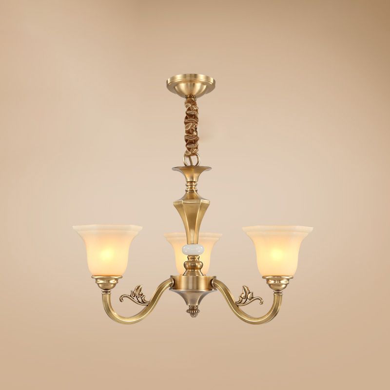 Modern Style Metal Hanging Pendant Light Glass Geometric Chandelier for Living Room