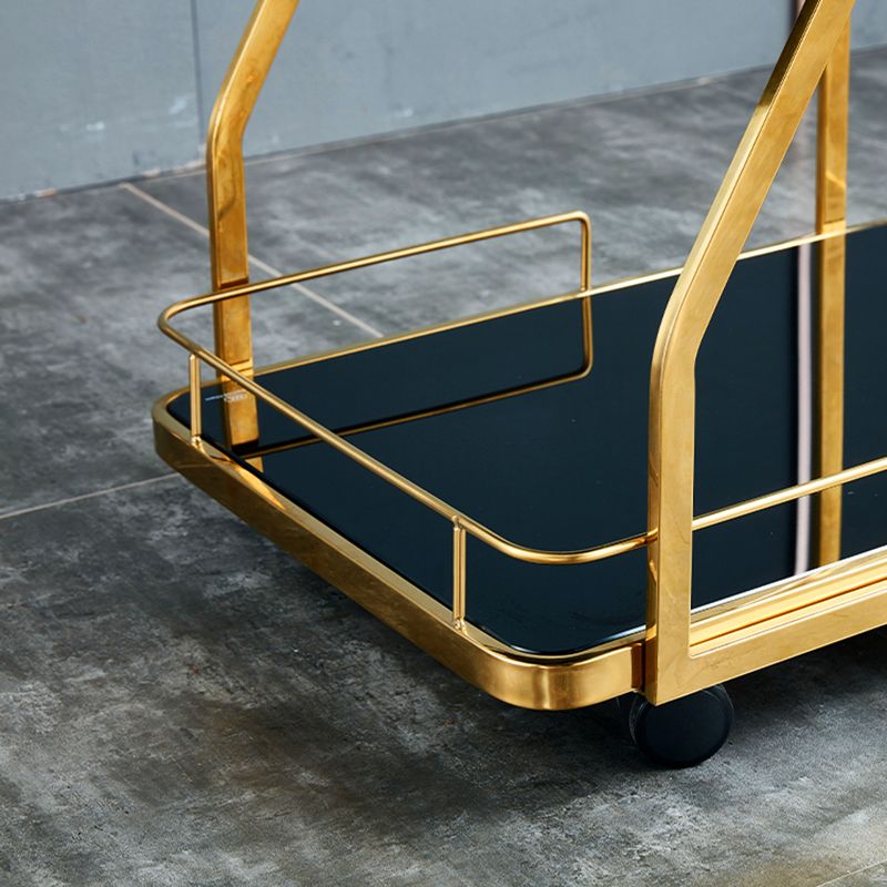 Contemporary 33.07"H Rolling Prep Table Rectangular Metal Prep Table for Dining Room