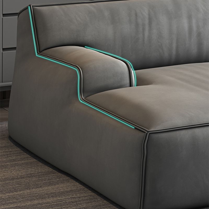 Recessed Arm Modular/Stationary Furniture Sectionals in Grey