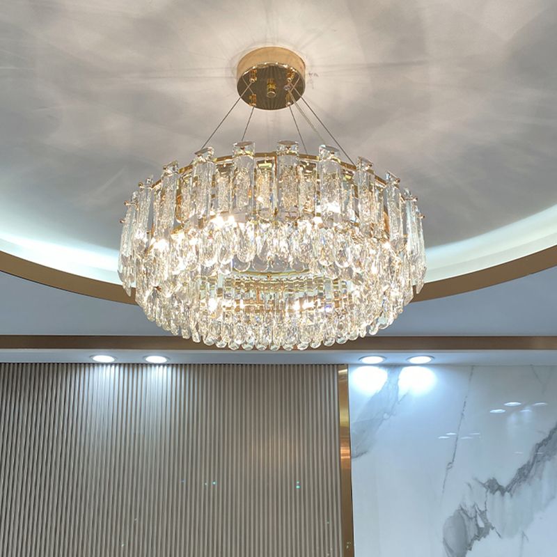 Luce lampadario a tonalità rotonda Luce a sospensione in cristallo in stile moderno per sala da pranzo