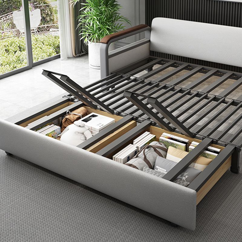 Light Gray Sleeper Sofa Faux leather Sofa Bed with Detachable Mattress