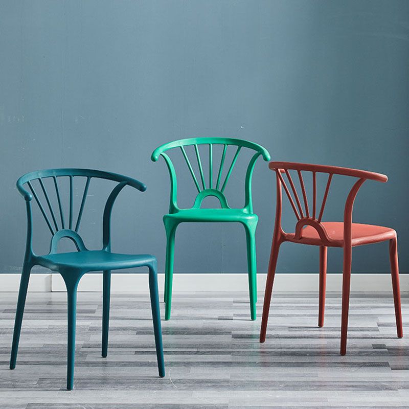 Contemporary Stackable Chairs Dining Kitchen Arm Chair with Plastic Legs