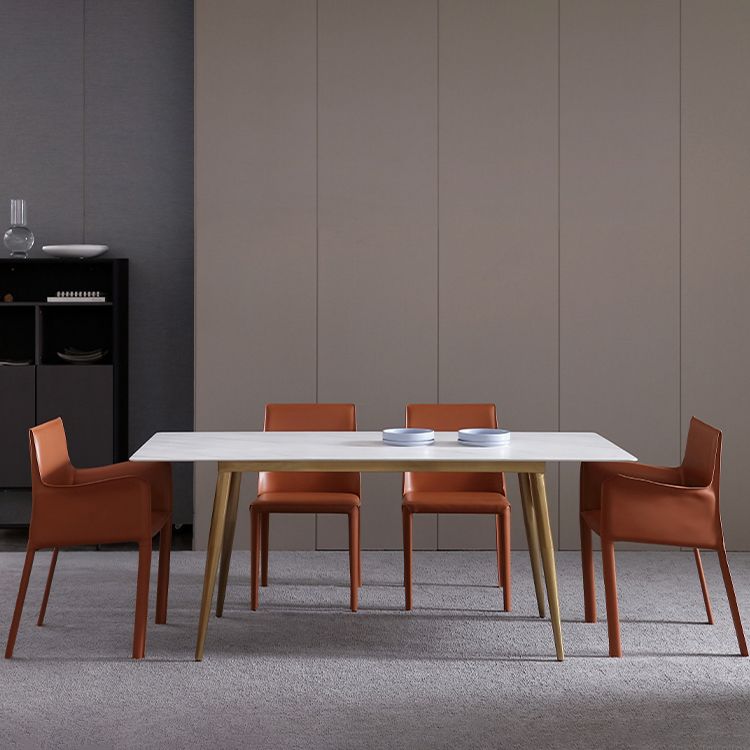 Industrial White Table for Restaurant Rectangle Dining Table with 4 Legs