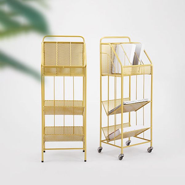 3-Shelf Metal Geometric Bookshelf Contemporary Closed Back Book Shelf,39" H x 11" W