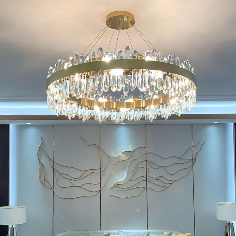 Minimalist Ceiling Pendant Light Ring Crystal Chandelier Lighting for Living Room