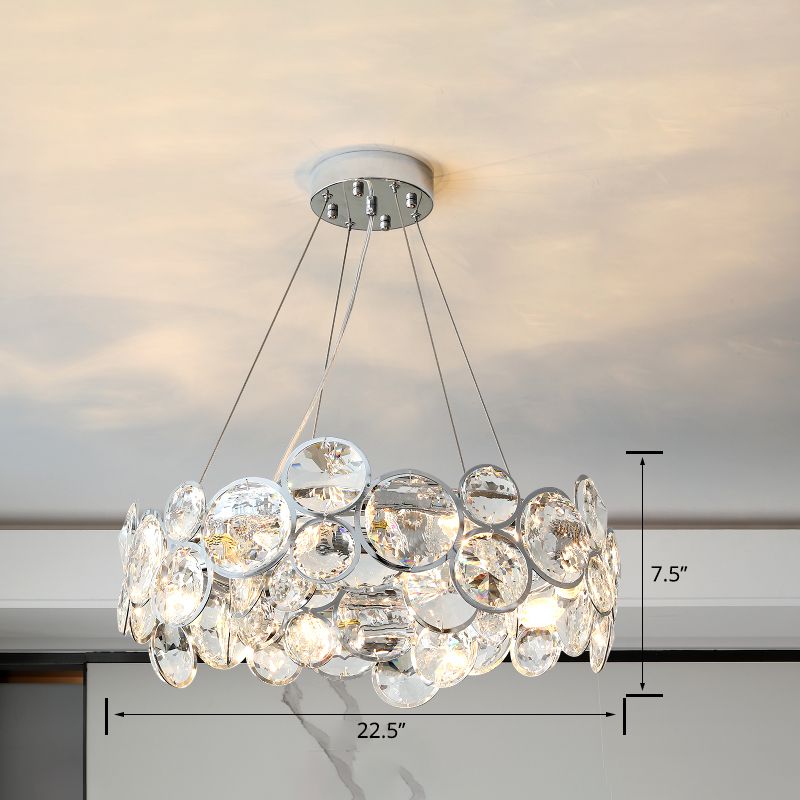 Beveled K9 Crystal Circles Chandelier Modern Stylish 8-Bulb Clear Ceiling Pendant Lamp