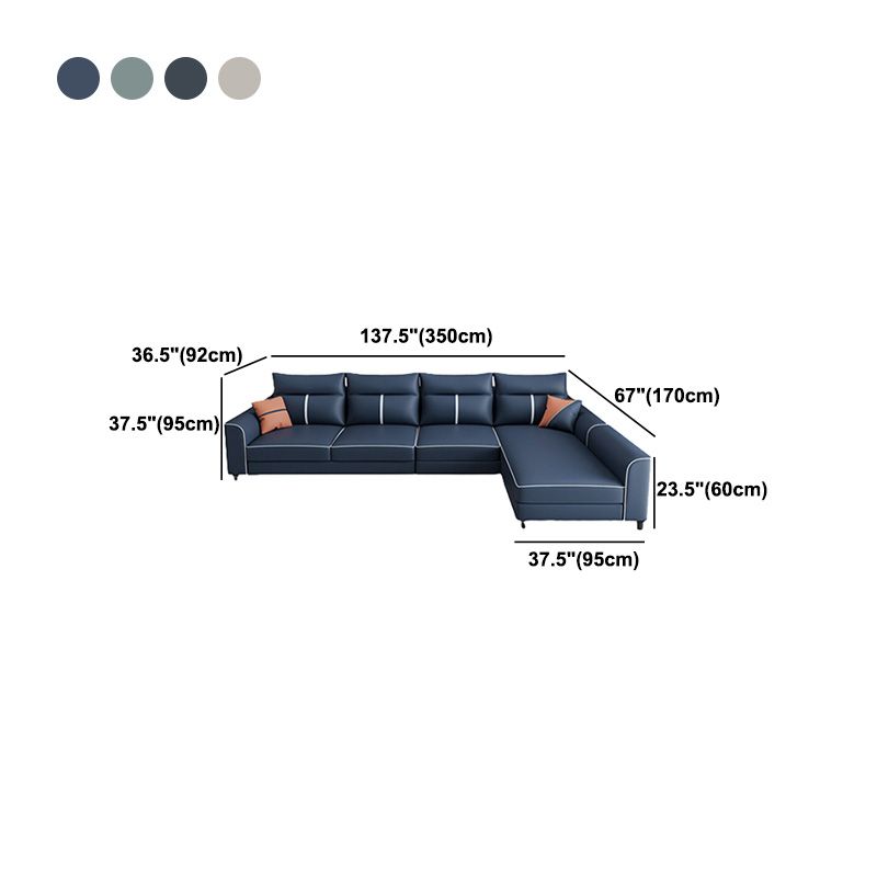 Faux Leather Sectional Sofa ,37.4" Tall Square Arm Sectional Sofa