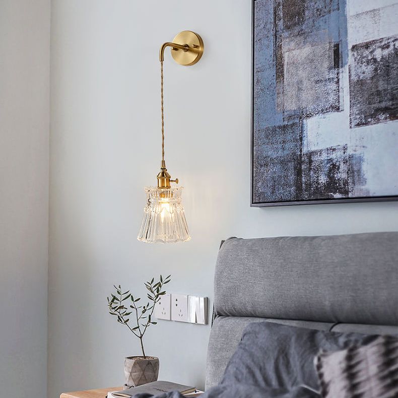 Nombra a campana a coste semplicità lampada a parete in ottone lampada da parete a 1 luce con design a interruttore rotante