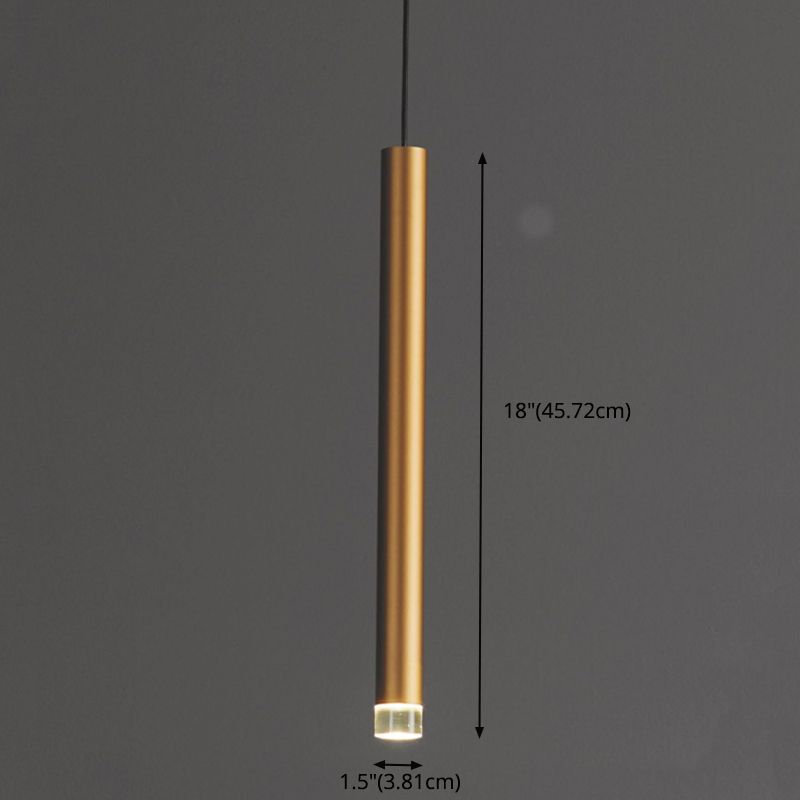 Gold Tube Hanging Pendant Light Minimalist-Style LED Metal Ceiling Pendant Light