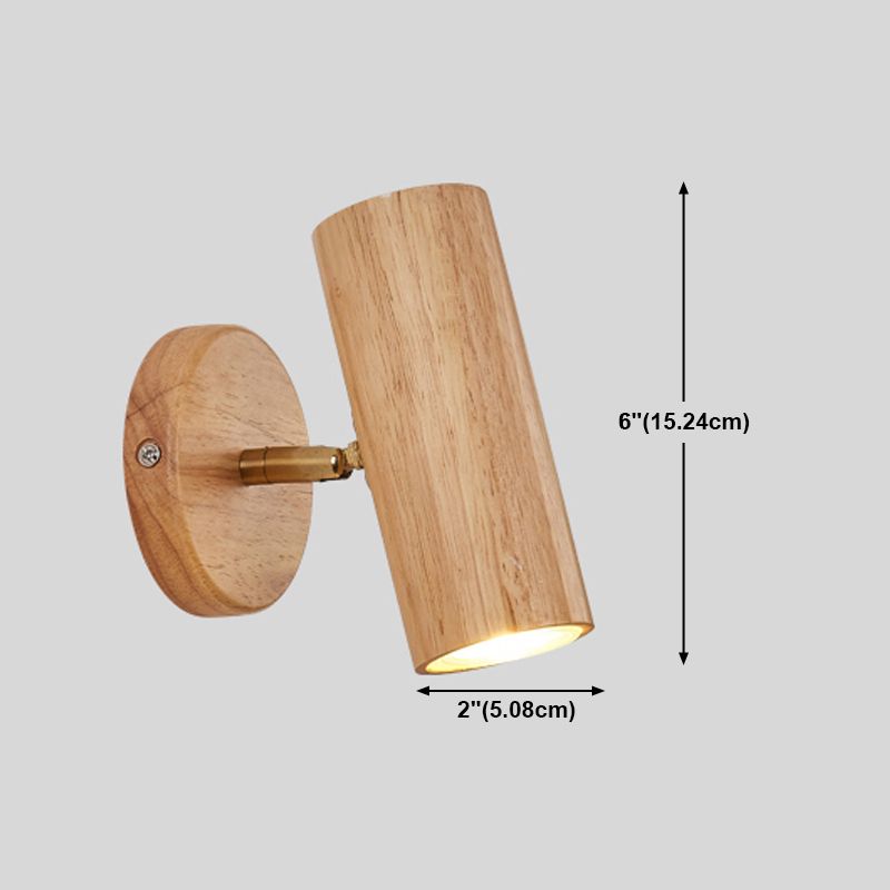 1 Applexion murale cylindrique légère Éclairage mural en bois moderne pour salle à manger