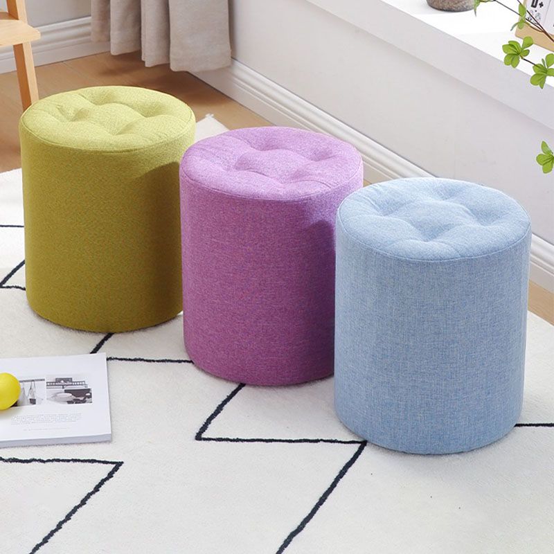 Fabric Cylinder Shape Pouf Pure Color Tufted Contemporary Fade Resistant Pouf