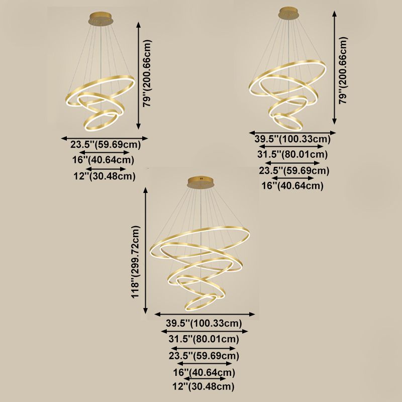 Multi-tier kroonluchter verlichtingsarmaturen Moderne ring kroonluchter lamp met witte acrylschaduw