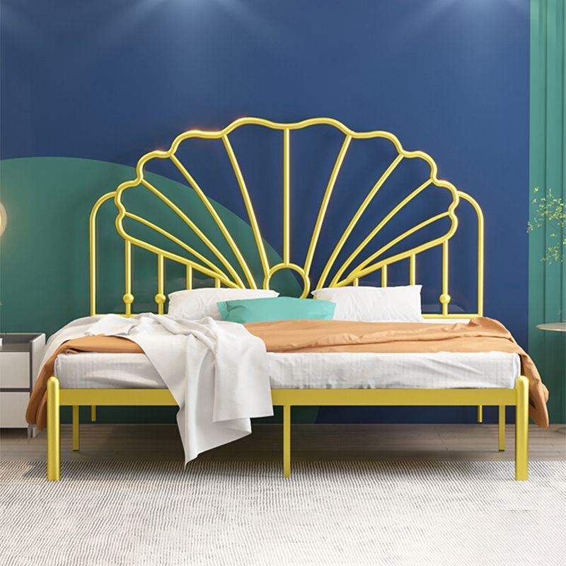 Iron Bed Frame, Wire-Grid Bed Frame in Solid Color with Metal Legs