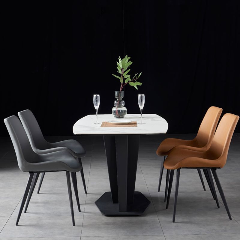 Minimalistische stijl lederen eetkamerstoelen stevige achterstoel stoel voor thuisgebruik