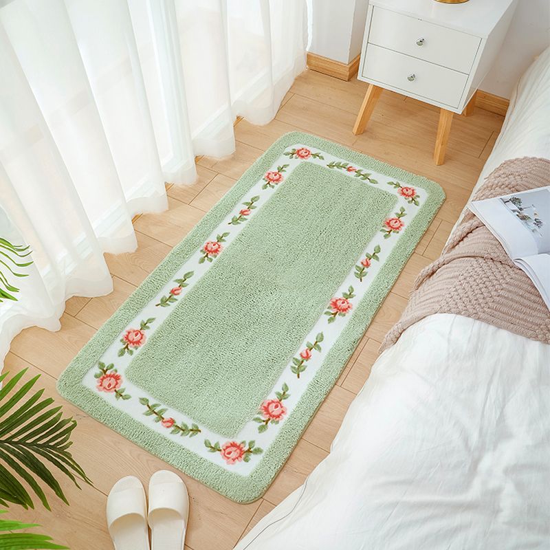 Tapis rose moderne en polyester fleur de tapis lavable pour le salon